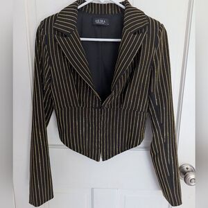 AKIRA Black and Gold Striped Rhinestone Blazer Size Medium